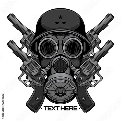 gas mask and gun