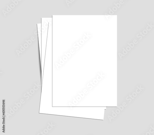 Mockup of flyers of A4 format with shadow on a clean gray background. Template for the presentation of banners, brochures, posters, postcards and invitations. Vector illustration.
