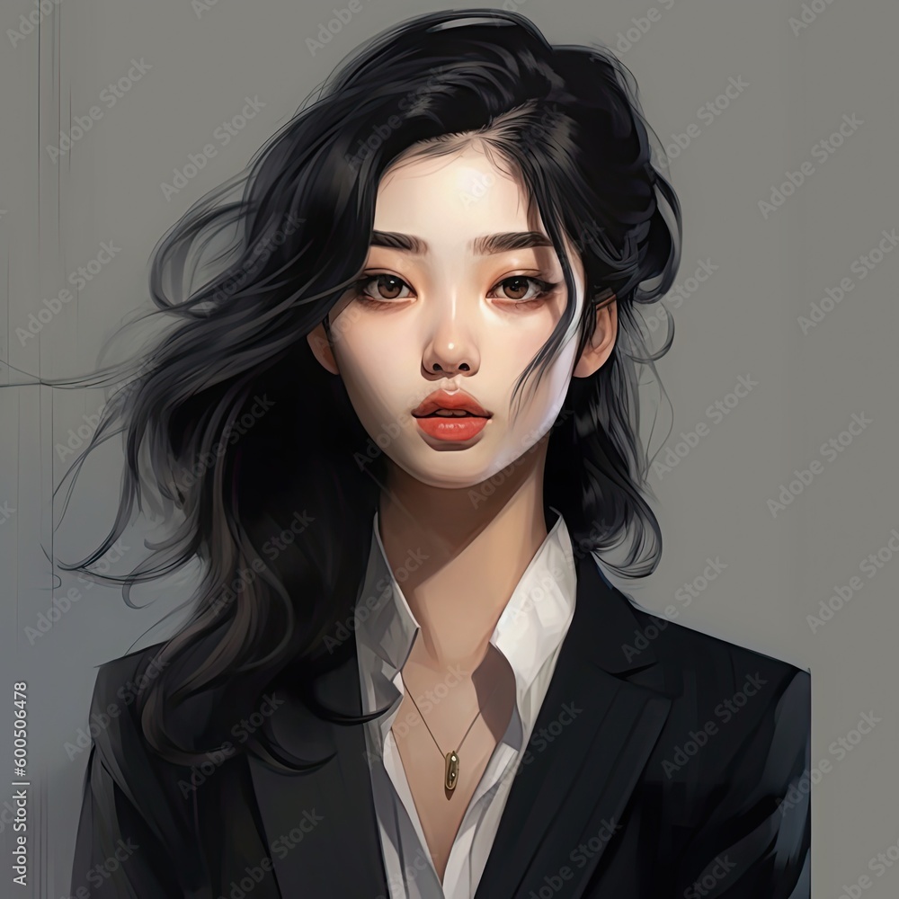 Illustration of a woman and abstract art, AI-Generated Illustration of a woman and abstract art, AI-Generated
