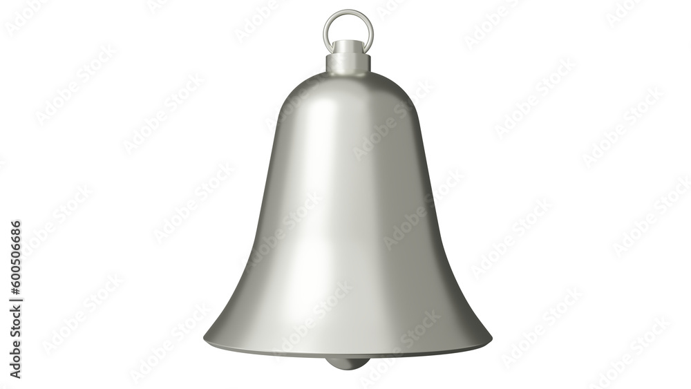 Silver bell isolated on transparent background. Minimal concept. 3D render Silver bell isolated on transparent background. Minimal concept. 3D render