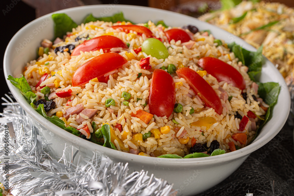 Festive rice on the background of Festive decorations. Festive rice on the background of Festive decorations.