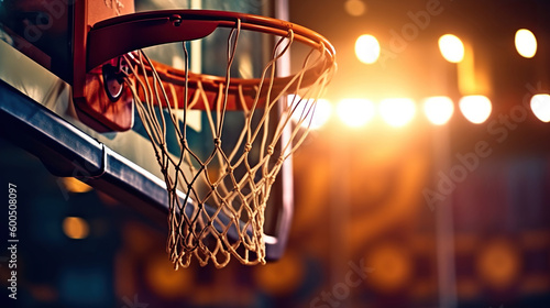 Basketball hoop in a professional basketball arena. Generative Ai © Putra