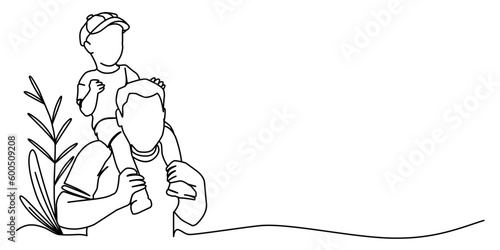 Fathers day line art vector illustration