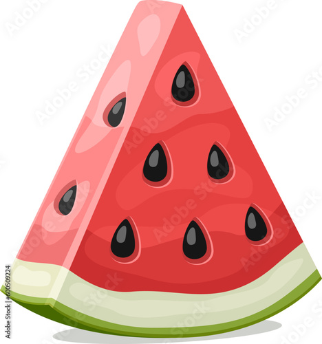 Triangle of watermelon close-up on a white background.