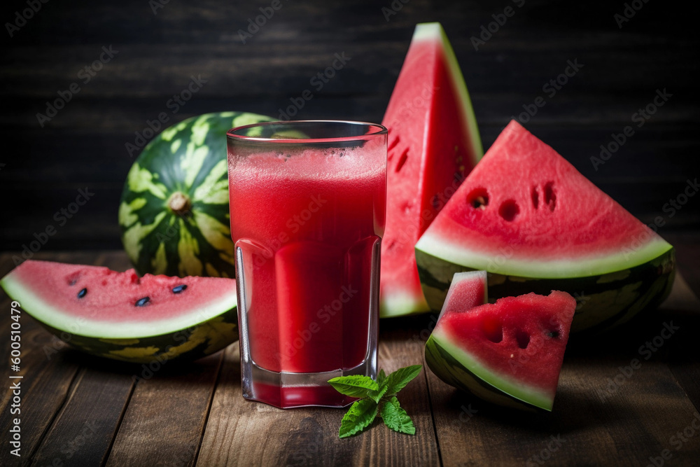 Watermelon juice in glasses. AI Generated Watermelon juice in glasses. AI Generated