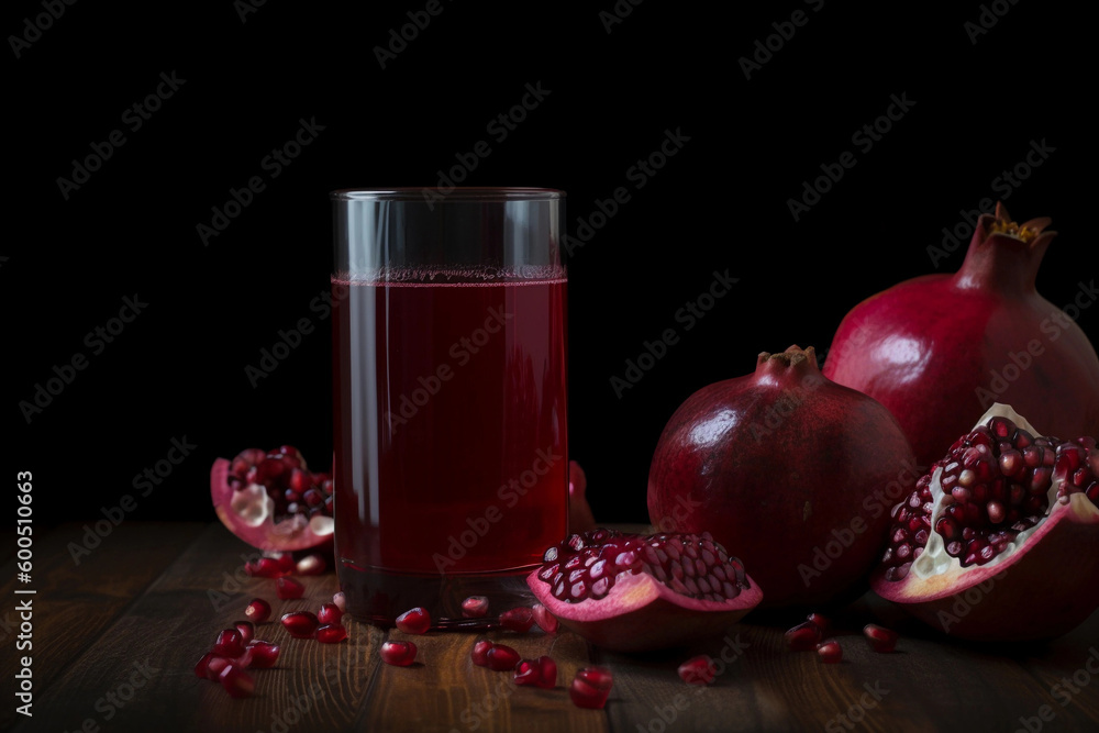 Pomegranate juice in glasses. AI Generated Pomegranate juice in glasses. AI Generated