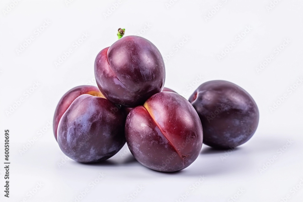 Plums on a white background. AI Generated