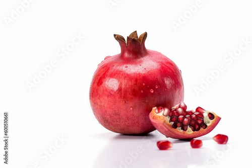 Pomegranate fruit on a white background. AI Generated