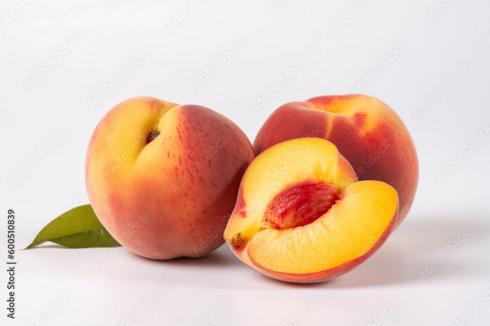 Peach on a white background. AI Generated Peach on a white background. AI Generated