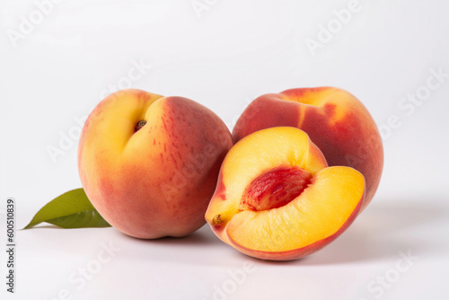 Peach on a white background. AI Generated