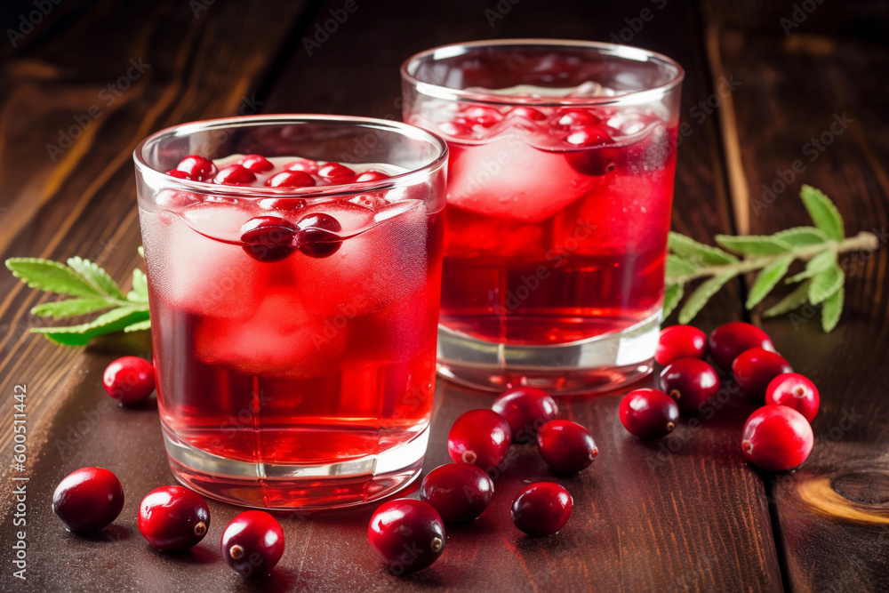 Cranberry juice in glasses. AI Generated Cranberry juice in glasses. AI Generated