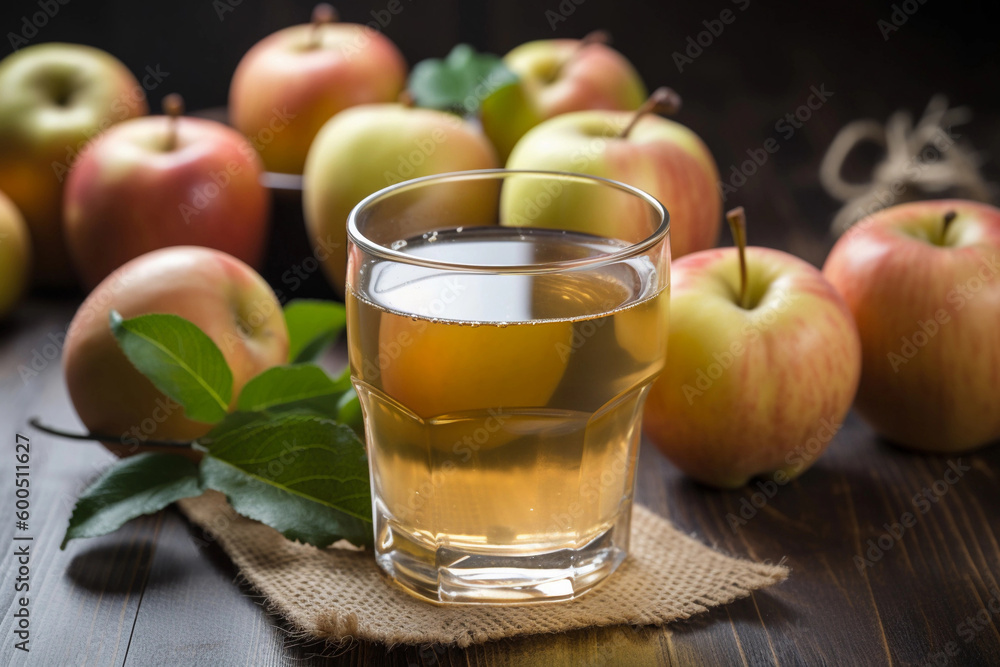 Apple and apple juice. AI Generated Apple and apple juice. AI Generated