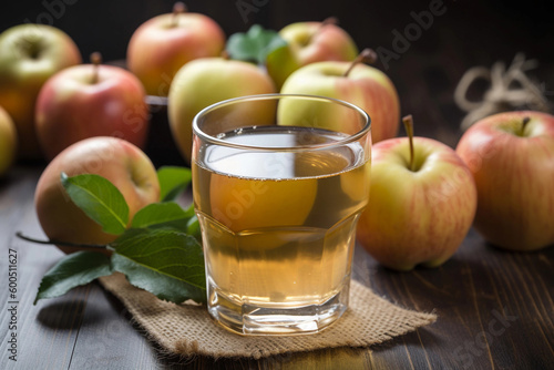 Apple and apple juice. AI Generated