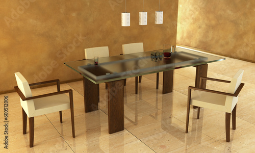 3d rendering of modern dining scene