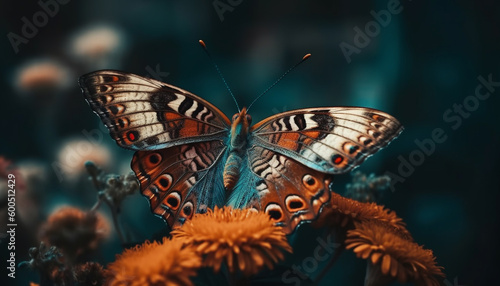 Multi colored butterfly wing in vibrant summer nature generated by AI © djvstock