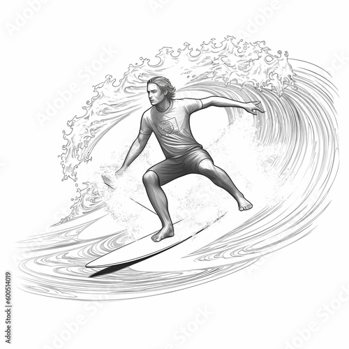 Surfer Logo Isolated White. Generative AI