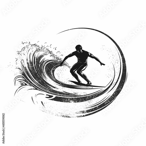 Surfer Logo Isolated White. Generative AI
