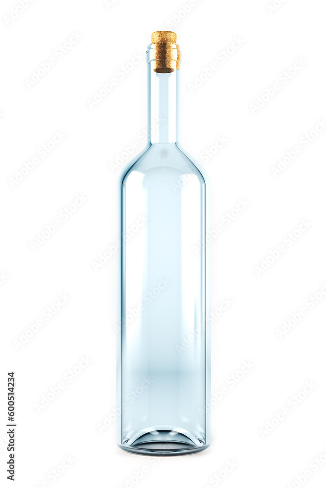 isolated empty glass bottle. 3d rendering isolated empty glass bottle. 3d rendering