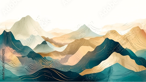 Abstract creative background with mountains, generative AI.