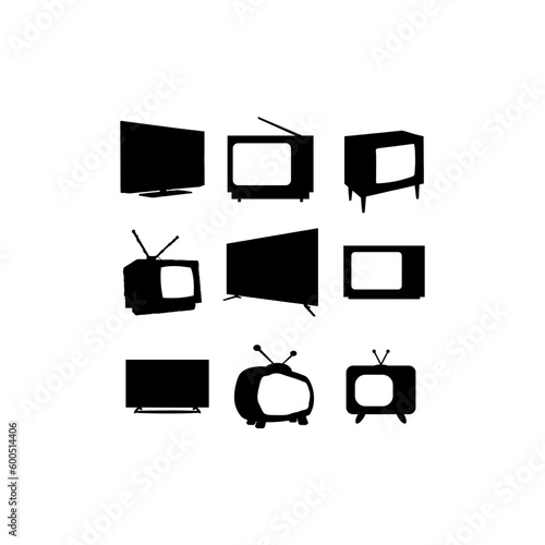 television monitor set silhouette icon logo