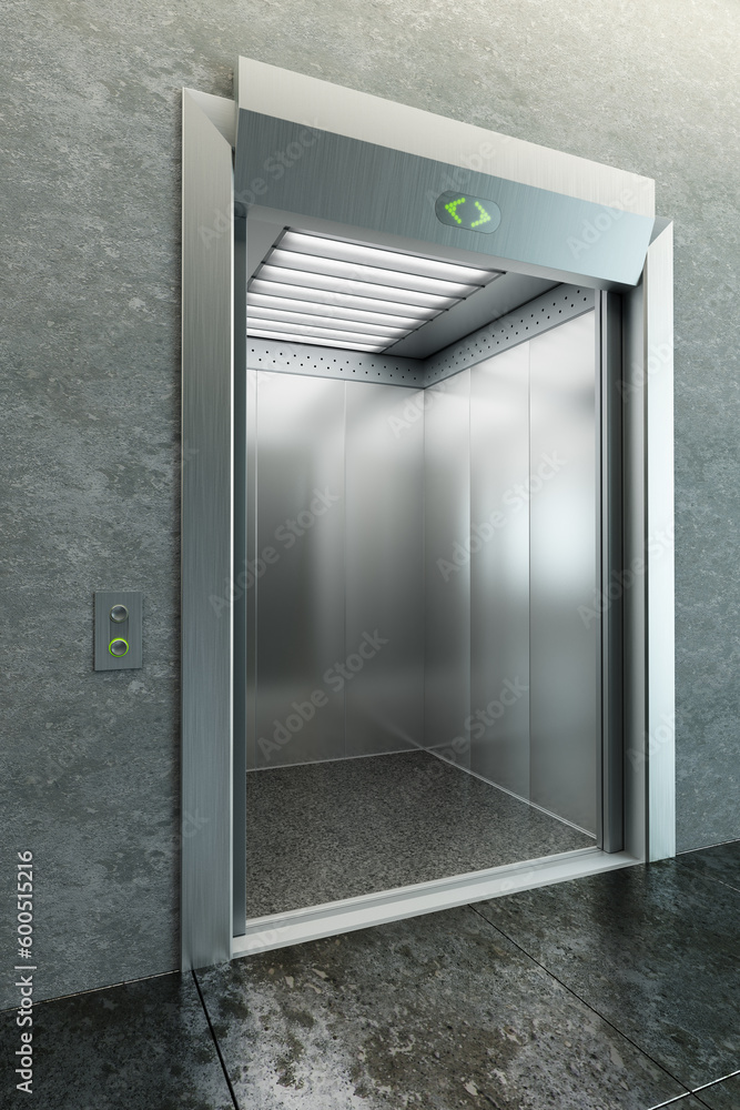 modern elevator with open doors modern elevator with open doors