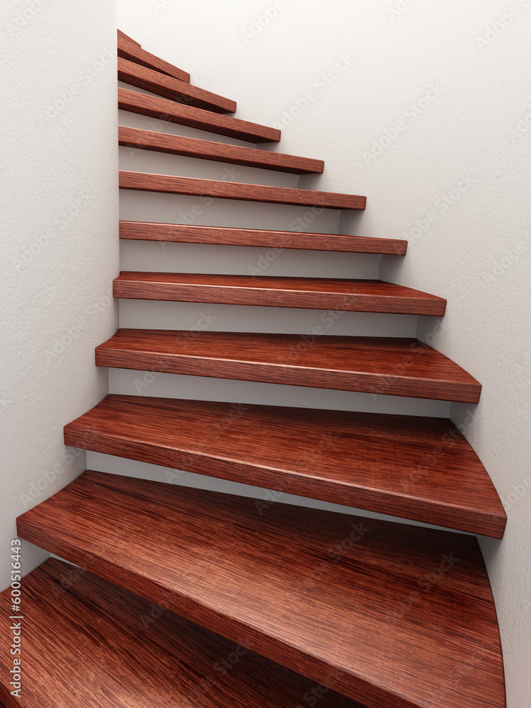 spiral wooden staircase, 3d rendering spiral wooden staircase, 3d rendering