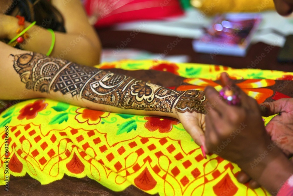 Henna Mehandi on hands during India wedding.