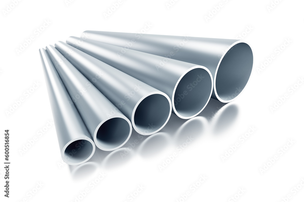 Fototapeta premium set of steel tubing 3d rendering