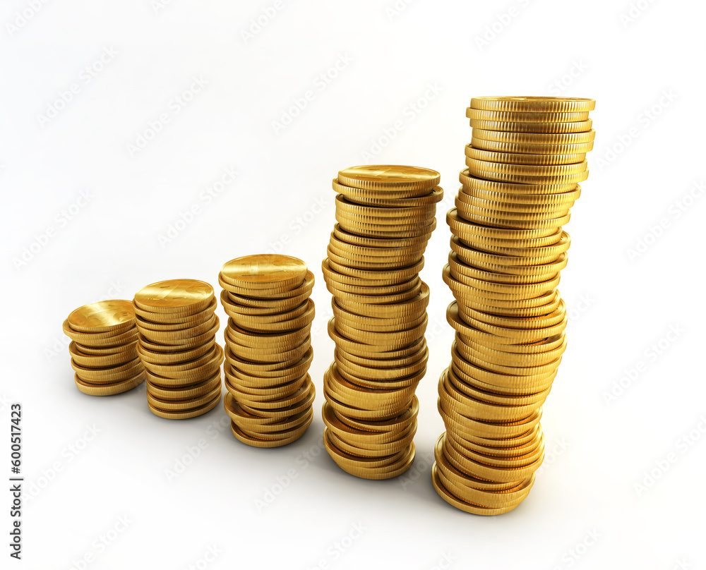 3d rendering of the chart from golden coins 3d rendering of the chart from golden coins