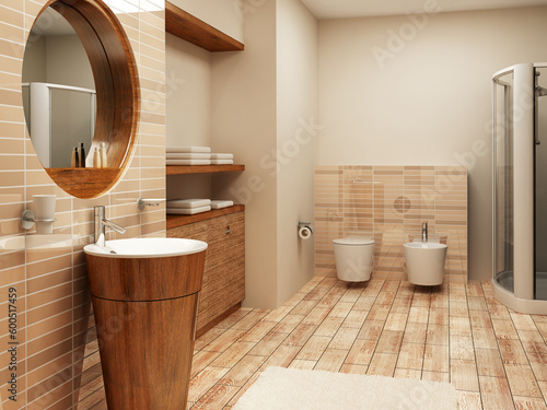 3d rendering of the modern bathroom interior photo