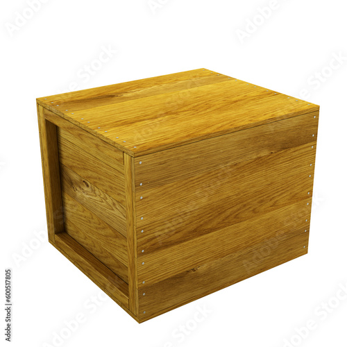 isolated wooden crate 3d rendering