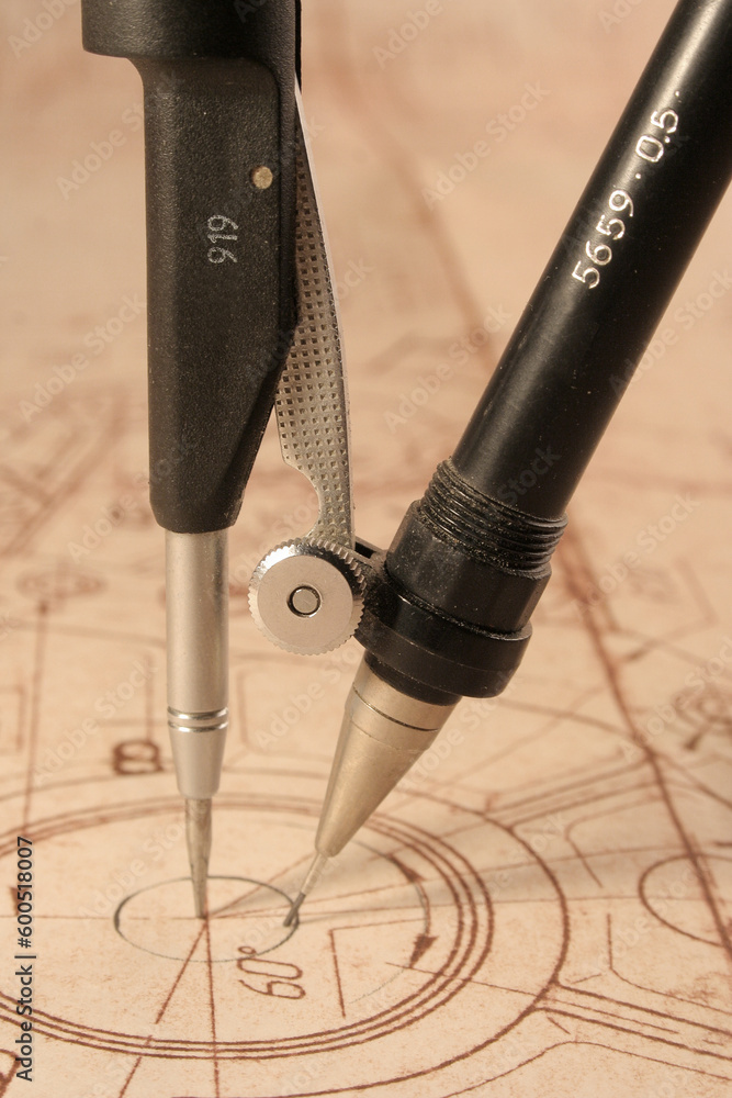 Naklejka premium the architectural scheme and compasses