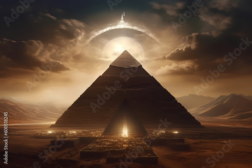 Pyramid of Ra - Unveiling Secrets of Ancient Egypt created by AI Fototapet