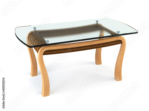 modern dining glass table 3d rendering