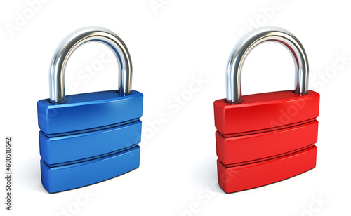 metal closed lock isolated 3d rendering photo