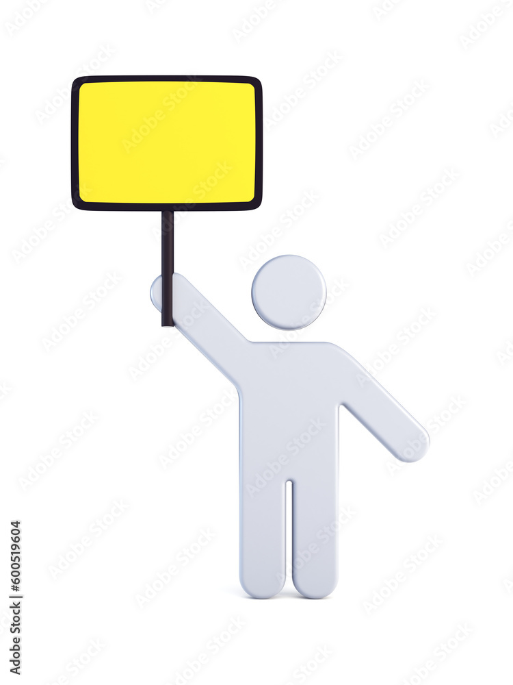Strike of worker holding placard, 3d rendering Strike of worker holding placard, 3d rendering