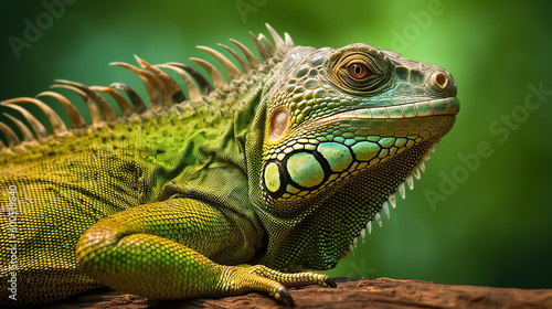 Green iguana, also known as the American iguana. Generative Ai © Putra