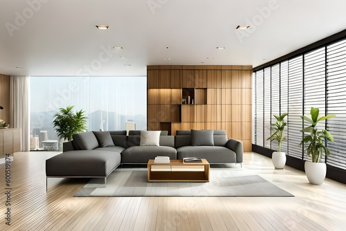 modern cool living room interior created with Generative AI technology