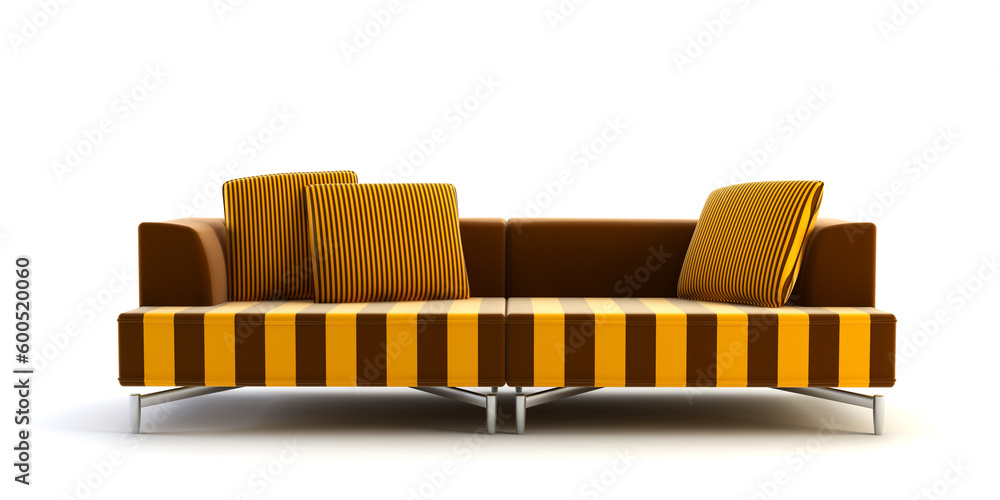 3d rendering scene with stylish striped couch 3d rendering scene with stylish striped couch