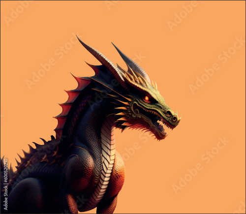 Cartoon dragon on an isolated background. Logo style vector illustration