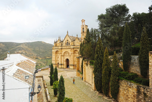 Santa Maria Collegiate Church (16th century) in Antequera seen from the Alcazaba. Antequera is a city in the province of Malaga located in the heart of Andalusia, Spain