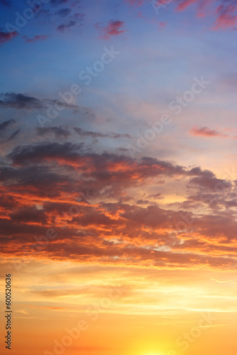 sunset sky with lighted clouds