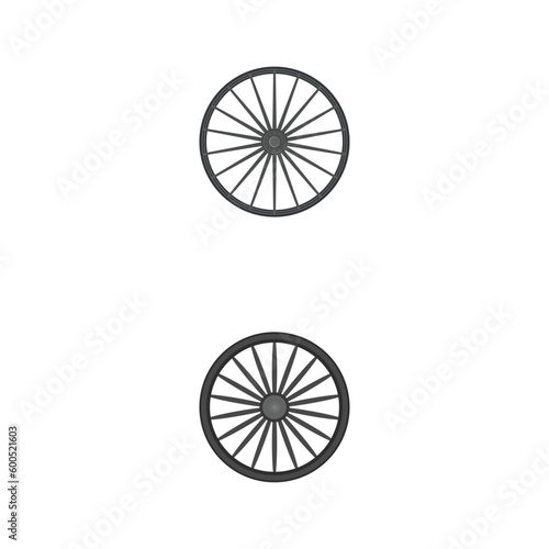 Vintage black wheels set isolated on white background