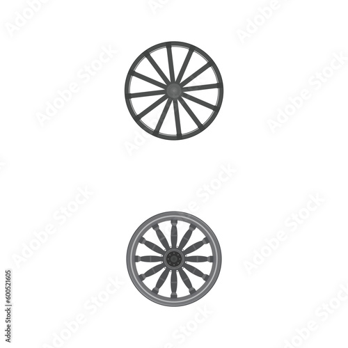 Wooden wheel black vector set illustration of icon Silhouette wagon wheel vector set