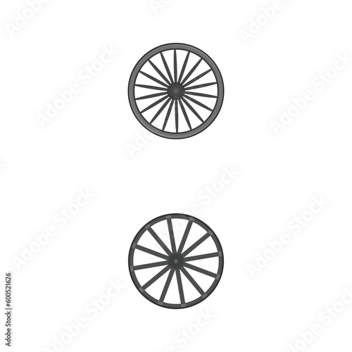 Vector flat illustration of west wild style wagon wooden wheel icon