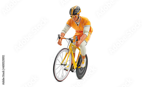 Realistic silhouette of a road bike racer, man is riding on sport bicycle isolated on white background. Cycling sport transport. 3d render