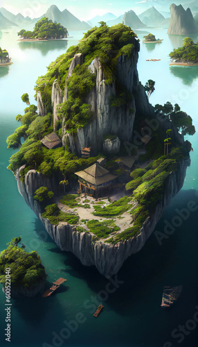 Ha Long Bay Holy Floating Island AI Generative