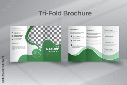 Nature trifold brochure design vector template