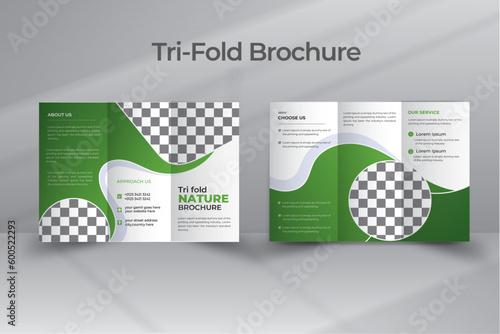 Nature world trifold brochure design or annual report modern leaf cover design template.