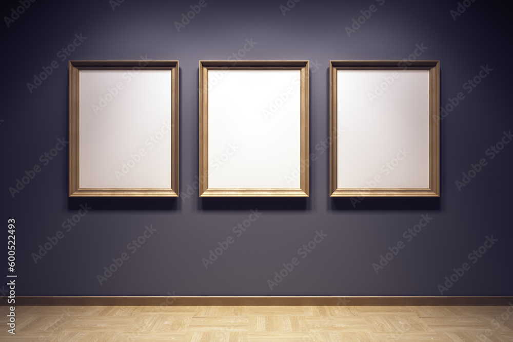 blank frames in the gallery, 3d rendering blank frames in the gallery, 3d rendering